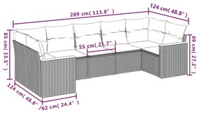 7 részes fekete polyrattan kerti ülőgarnitúra párnával