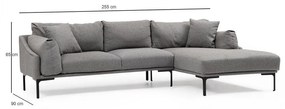 Leo szürke sarokkanapé, jobb oldali - Artie