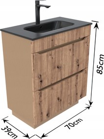 Mosdó alatti szekrény 70 Tölgy/kasmír 2 fiókkal Omeble.