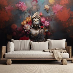 Gario Fotótapéta Buddha virágokkal körülvéve Anyag: Vlies, Méret: 300 x 210 cm