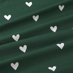 Goldea kör alakú pamut terítő - szívecskék, sötétzöld alapon Ø 110 cm