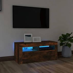 Füstös tölgyszínű TV-szekrény LED-világítással 90 x 35 x 40 cm