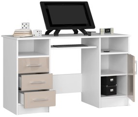 PC asztal Aziza  (fehér + fényes cappucino). Akció -15%. 1069943