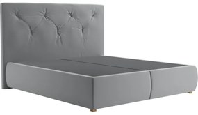 Boxspring ágy ELEN 180x200 cm szürke matraccal és topperrel