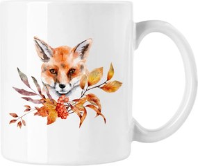 Őszi bögre Róka Akvarell Fehér 330ml