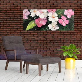 Kép - Rózsaszín és fehér virágok (120x50 cm)