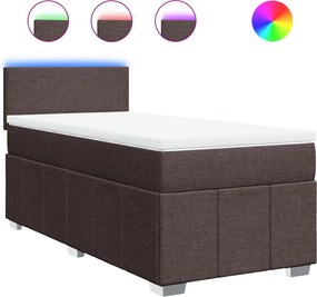 vidaXL sötétbarna szövet rugós ágy matraccal 90 x 190 cm