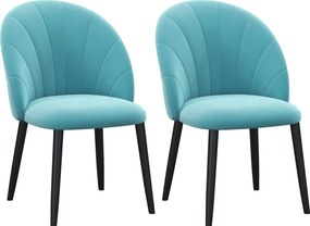 HOMCOM 2 db Bársony Étkezőszék, Konyhai és Nappali Szék Fém Lábbal és Héj Háttámlával, Bézs | Aosom