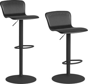 HOMCOM 2 db Magas Konyhai Szekér, Forgatható Bárszék Háttámlával és Állítható Magassággal, 120 kg Teherbírás, Fekete | Aosom