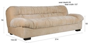 Bézs bársony kanapé 214 cm Douglas – Dutchbone