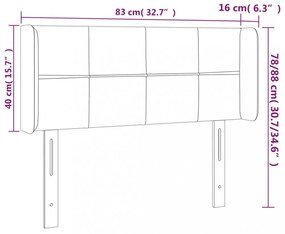 sötétzöld bársony LED-es fejtámla 83 x 16 x 78/88 cm