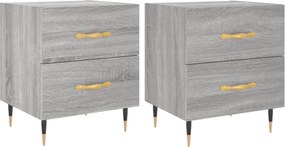 vidaXL 2 db szürke sonoma színű szerelt fa éjjeliszekrény 40x35x47,5cm