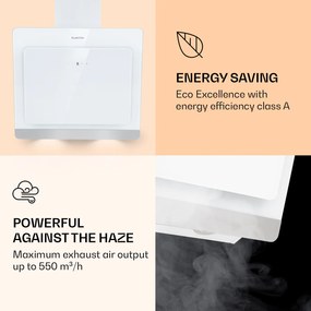 Klarstein Aurora Eco 90, páraelszívó, 69 cm, falra szerelhető, 550 m³/h, A+, érintéses vezérlés, fehér