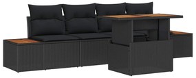 vidaXL Kert étkező szett párnával 5 pcs Fekete és Barna