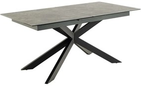Asztal Oakland 903Fekete, 76x90x168cm, Hosszabbíthatóság, Edzett üveg, Kerámia, Fém