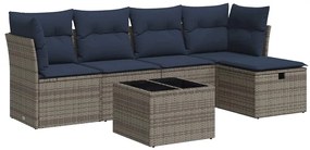 vidaXL 6 részes szürke polyrattan kerti ülőgarnitúra párnákkal