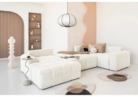 Krémszínű kinyitható tárolóhelyes moduláris sarokkanapé (jobb oldali) Lulu – Miuform