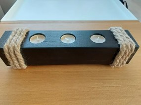 Gyertyatartó Fa 3 Tealight Kézműves Ajándék Kézzel készített