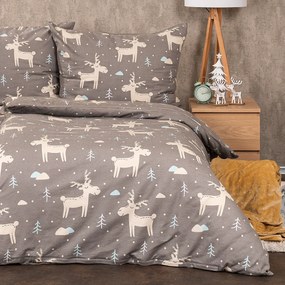 4Home Happy reindeer flanel ágyneműhuzat, 160 x 200 cm, 70 x 80 cm