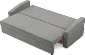 Zeus kanapéágy, bársony, bonell töltet, döntött kartámasz, világosszürke