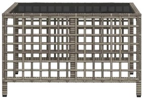 3 részes szürke polyrattan kerti sarokkanapészett párnákkal