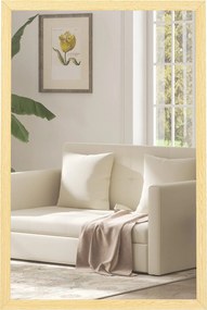 HOMCOM téglalap alakú fali tükör 40 x 60 cm, natúr fa keret — Ideális fürdőszobába, nappaliba vagy hálószobába | Aosom