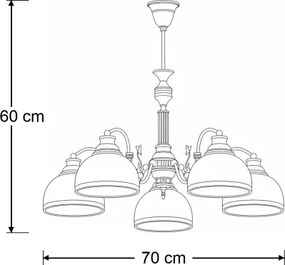 BRILAGI - Rúdon függő csillár TAURUS 5xE27/15W/230V átmérő 70 cm bronz