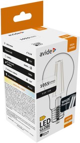 Avide LED White Filament Globe 8.5W E27 NW 4000K