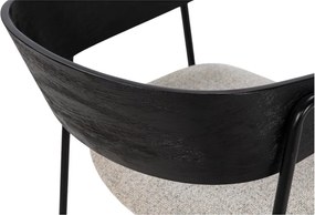 Fekete-bézs kárpitozott karfás étkezőfotel szett 2 db-os Cora – MOME