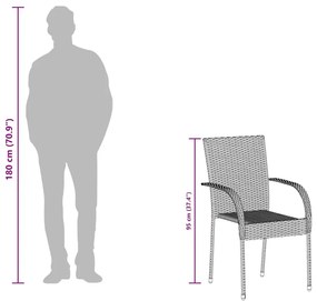 4 db fekete rakásolható polyrattan kültéri szék