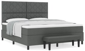 Box Spring Ágy Matraccal és Padal Sötétszürke 180x200 cm Szövet