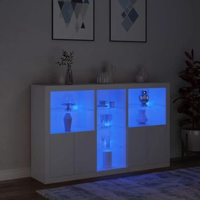 fehér tálalószekrény LED-világítással 162 x 37 x 100 cm