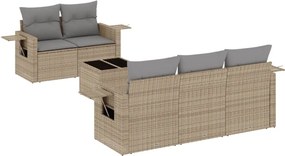 vidaXL 6 részes bézs polyrattan kerti ülőgarnitúra párnával