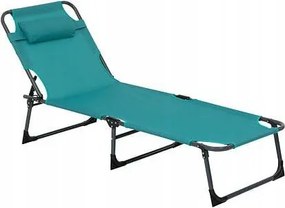 Asco Strand Napozóágy Kék Párnával, összecsukható, 3 fokozatú