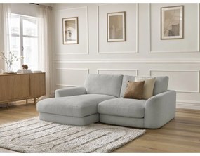 Világosszürke buklé sarokkanapé (bal oldali-heverő résszel) Leonore – Bobochic Paris