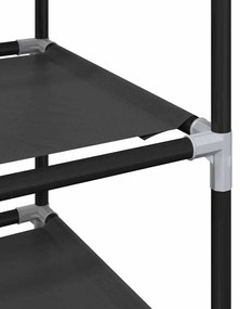 fekete nem szőtt szövetből cipőállvány 8 szintes 44x28x145 cm