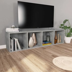 betonszürke szerelt fa könyv-/TV-szekrény 36 x 30 x 143 cm