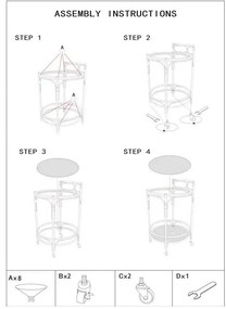 Fém gurulós zsúrkocsi ø 51 cm Panama – Mauro Ferretti