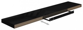 2 db magasfényű fekete MDF lebegő fali polc 120 x 23,5 x 3,8 cm