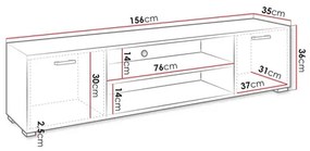 TV asztal GIMREN 36x156 cm fehér