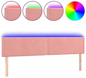 rózsaszín bársony LED-es fejtámla 200x5x78/88 cm