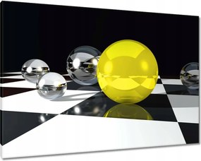 Vászonkép 100x70 Sárga gömb a sakktáblán