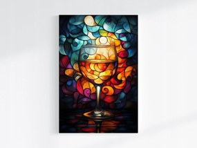 Vászonkép Canvas Színes Ólomüveg Mozaik Bor Pohár 80x120