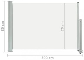 krémszínű kihúzható oldalsó terasz napellenző 80 x 300 cm