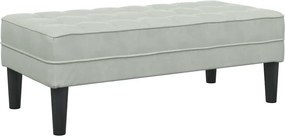 vidaXL pad párnával Világosszürke 113 x 57 x 39 cm Bársony