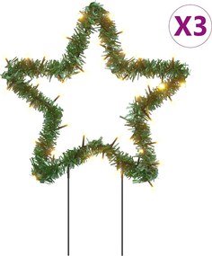 vidaXL karácsonyi csillag fénydekoráció 3 cövekkel 50 LED 29 cm