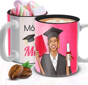 Bögre 300ml Fekete Belső Ajándék Hölgyeknek Mester Saját név