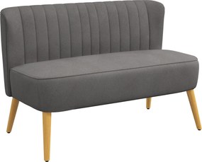 HOMCOM 2-Személyes Szövet Kanapé Kárpitozott Kétüléses Kanapé A Lounge Bútorokhoz Fa, Samt-Szerű Poliészter Hab, Sötétszürke, 117 x 56,5 x 77 cm | Aos