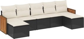 vidaXL 7 részes fekete polyrattan kerti ülőgarnitúra párnával