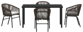 5 Részes Kerti Étkező Szett - Barna Poly Rattan